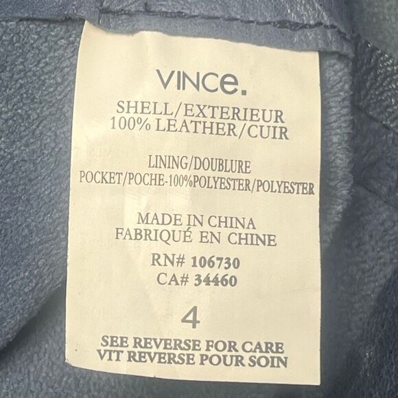 Vince Blue Leather Sleeveless Exposed Zipper Shift Dress Sz 4 Preowned - Picture 5 of 7